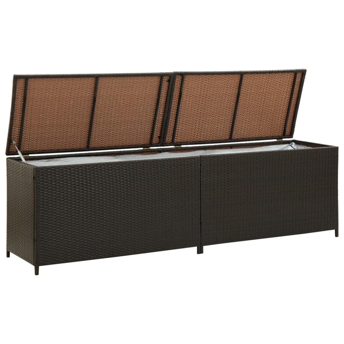 Caja de almacenaje de jardín ratán sintético marrón 200x50x60cm