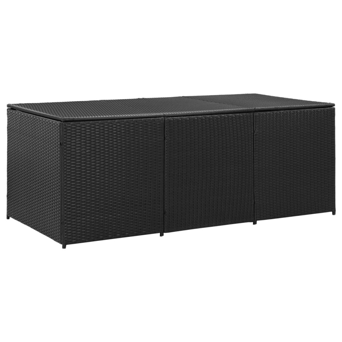 Caja de almacenaje de jardín ratán sintético negro 180x90x75 cm