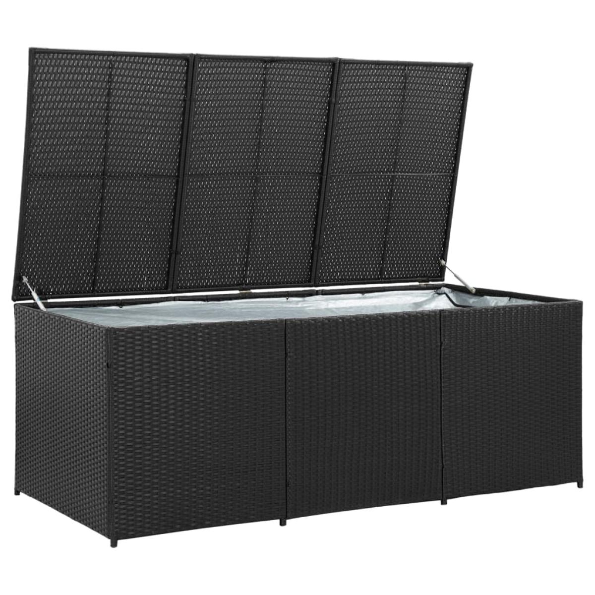 Caja de almacenaje de jardín ratán sintético negro 180x90x75 cm