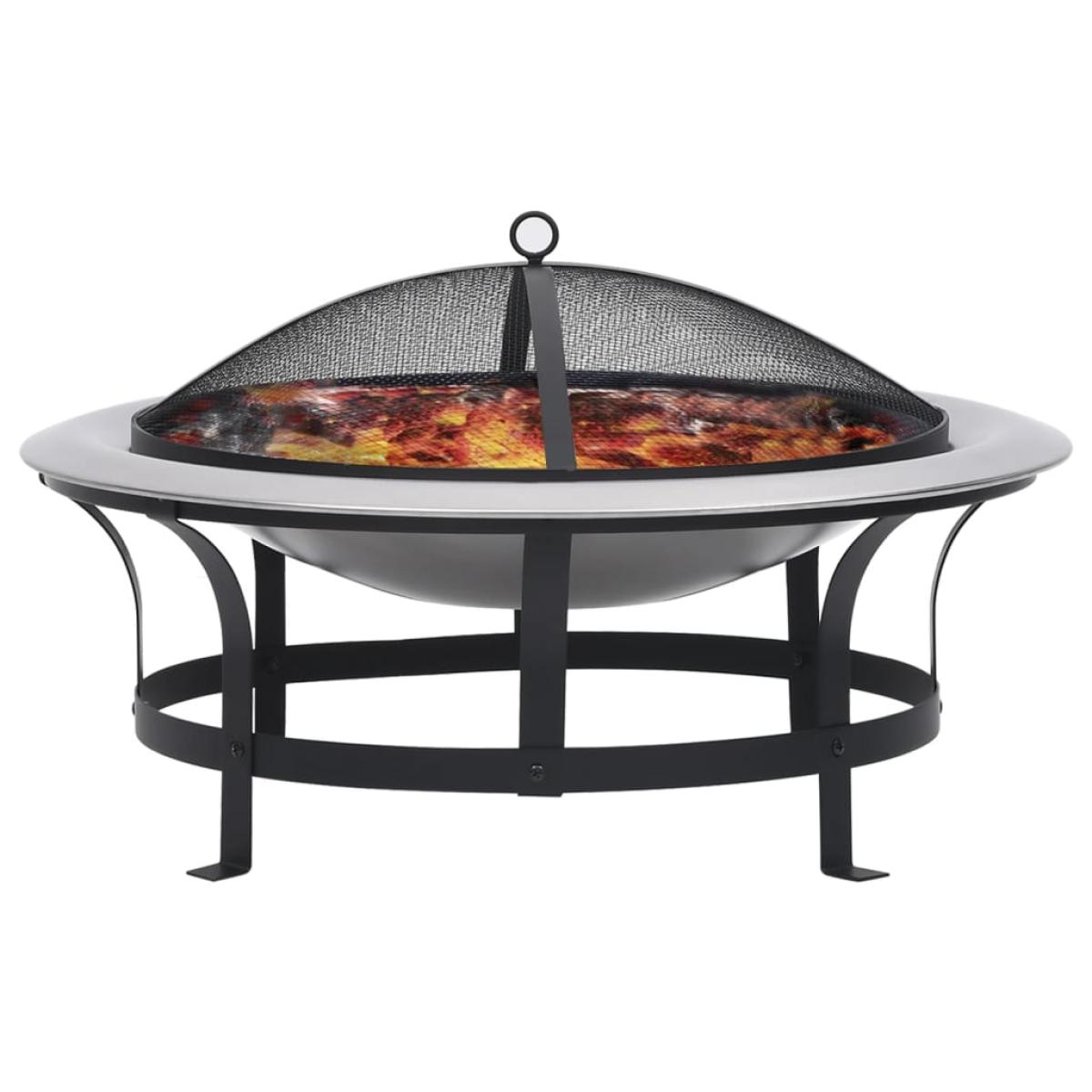 Brasero de jardín con parrilla acero inoxidable 76 cm