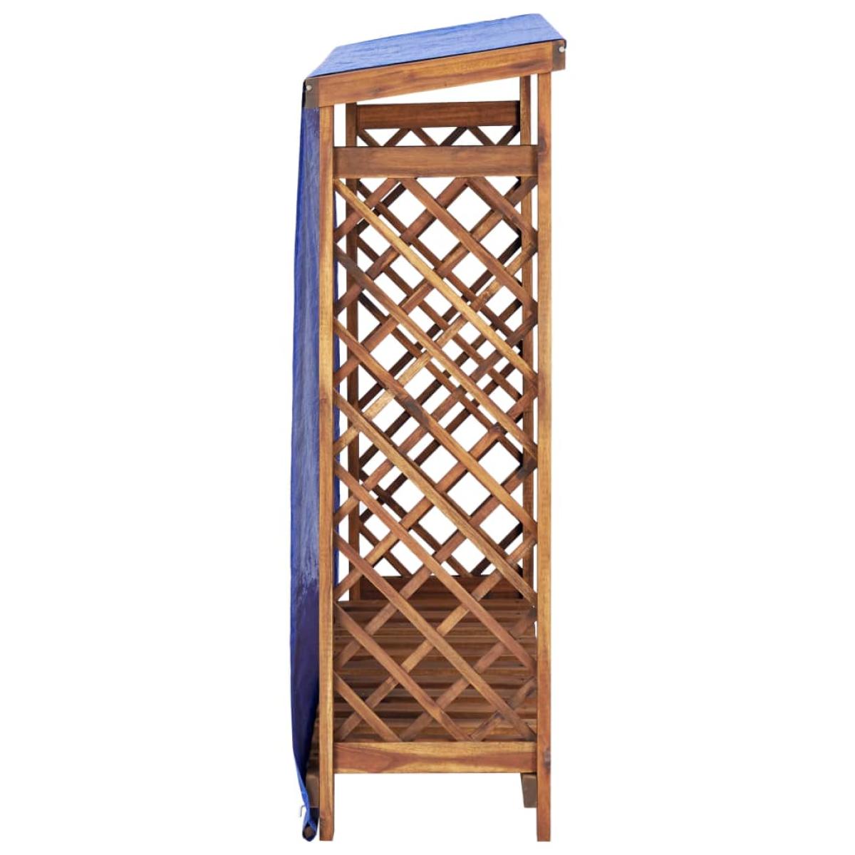 Caseta para leña madera maciza de acacia 105x38x115 cm
