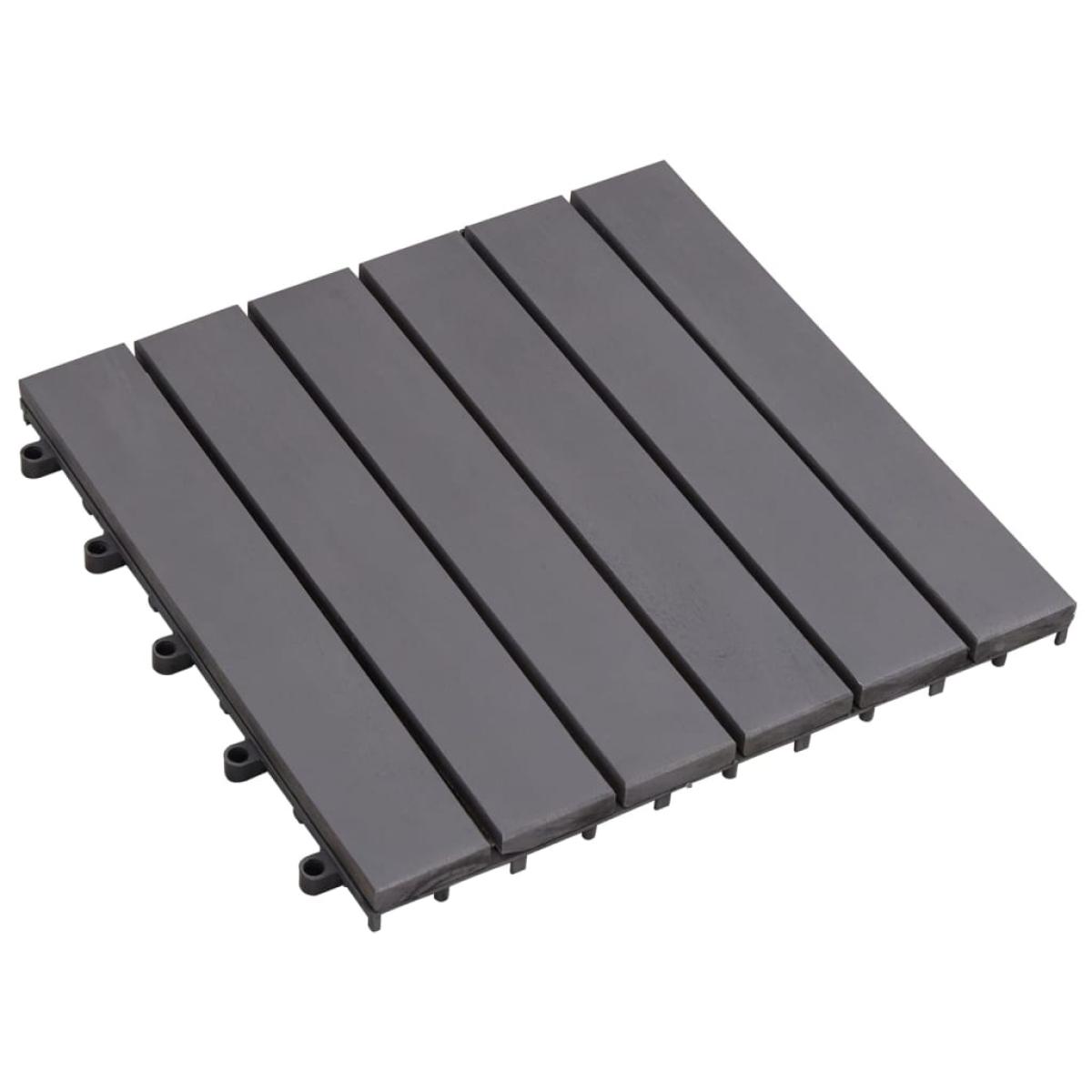 Baldosas de terraza 10 uds gris madera maciza acacia 30x30 cm