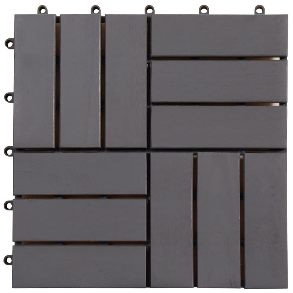 Baldosas de terraza 10 uds gris madera maciza acacia 30x30 cm