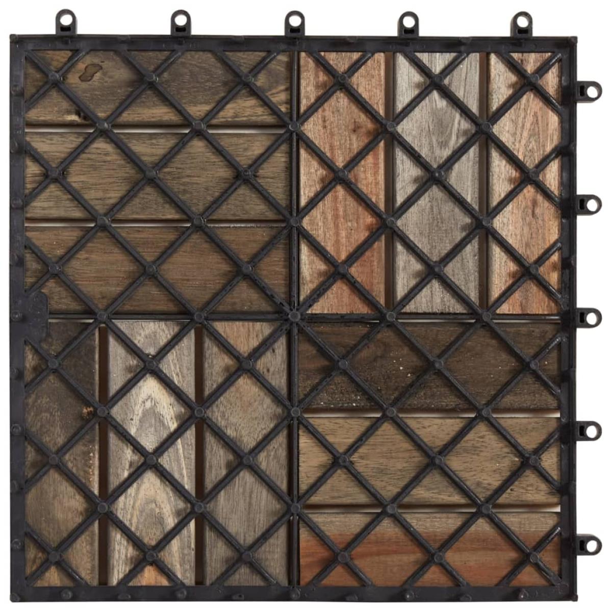 Baldosas de terraza 10 uds gris madera maciza acacia 30x30 cm