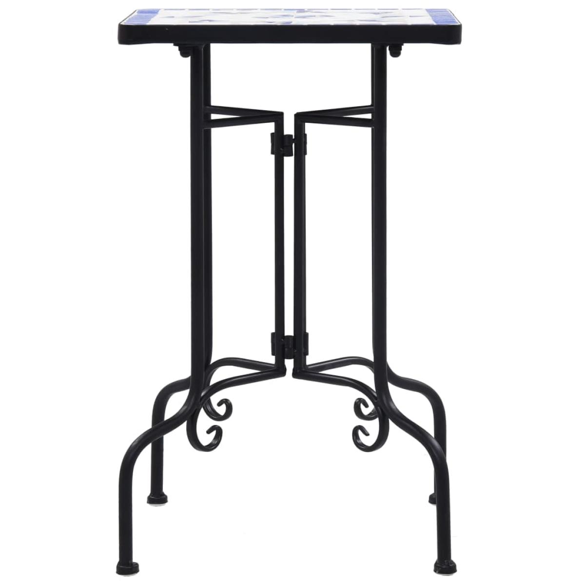 Mesa auxiliar de mosaico cerámica azul y blanco