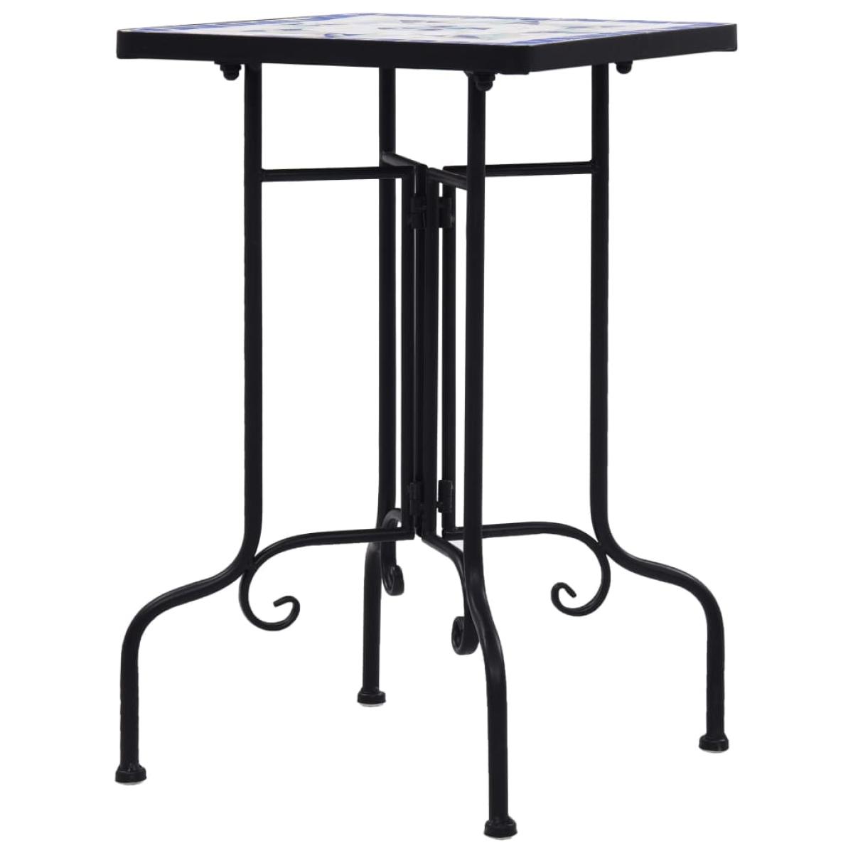Mesa auxiliar de mosaico cerámica azul y blanco