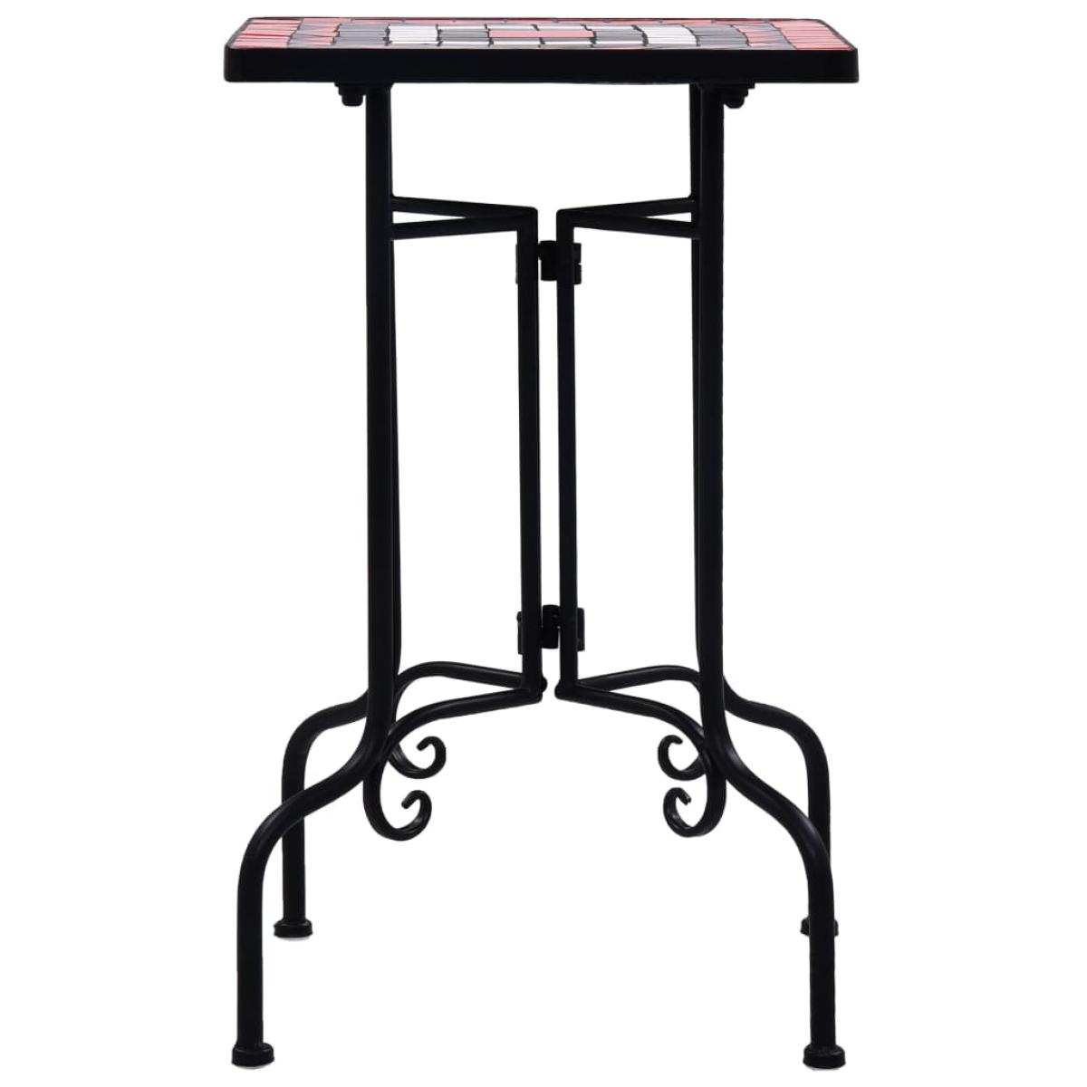 Mesa auxiliar de mosaico cerámica terracota y blanco
