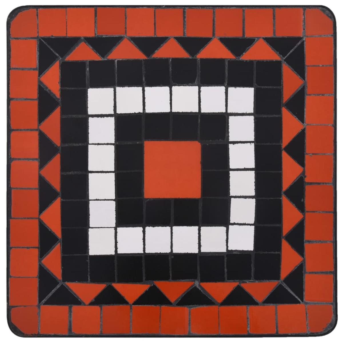 Mesa auxiliar de mosaico cerámica terracota y blanco