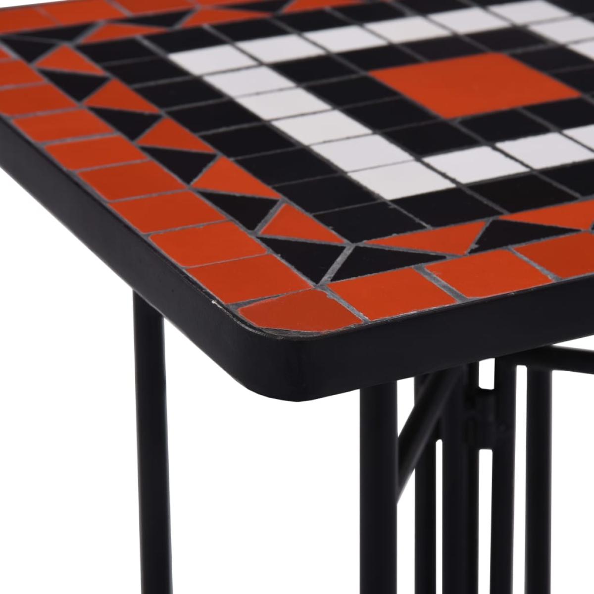 Mesa auxiliar de mosaico cerámica terracota y blanco