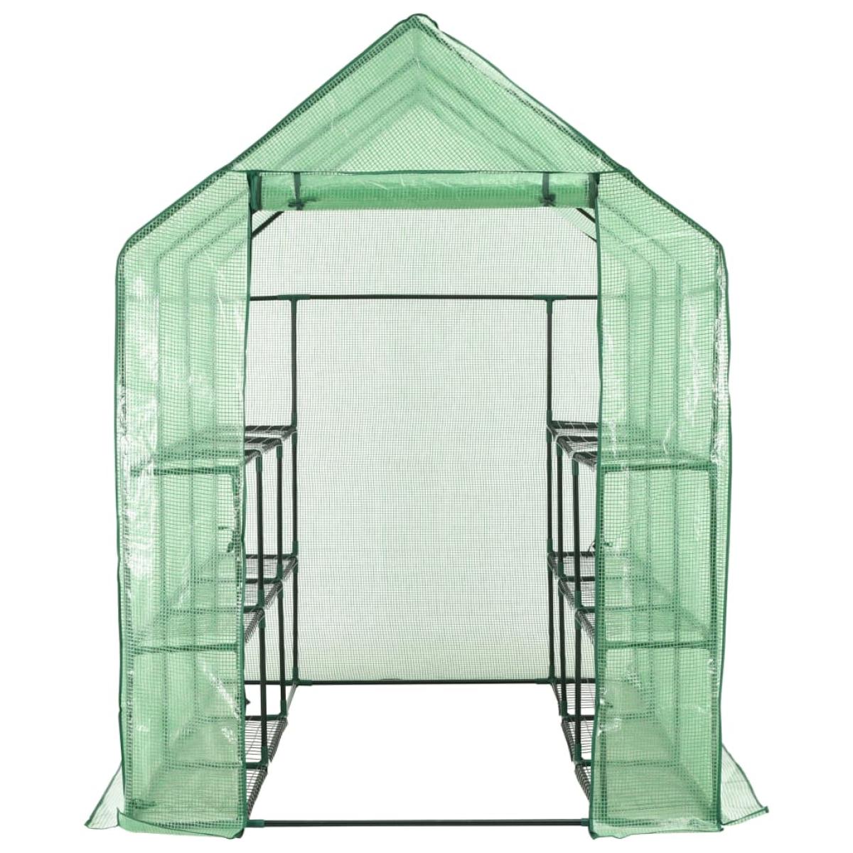 Invernadero accesible con 12 estantes acero 143x214x196 cm