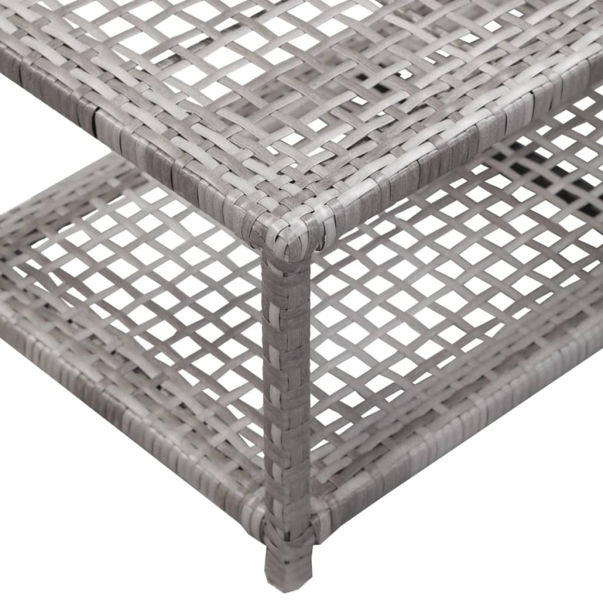 Banco zapatero de ratán sintético gris 80x40x30 cm