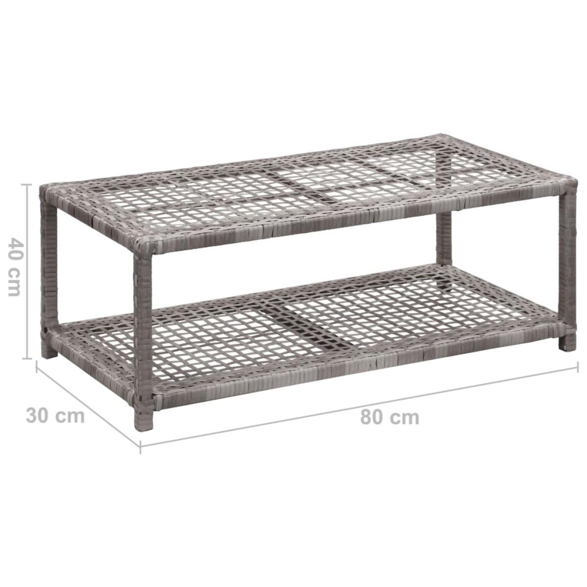Banco zapatero de ratán sintético gris 80x40x30 cm