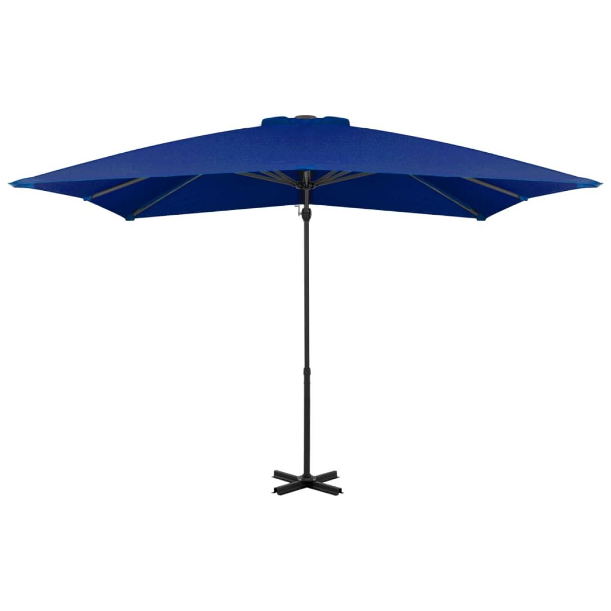 Sombrilla voladiza con poste de aluminio azul celeste 250x250cm