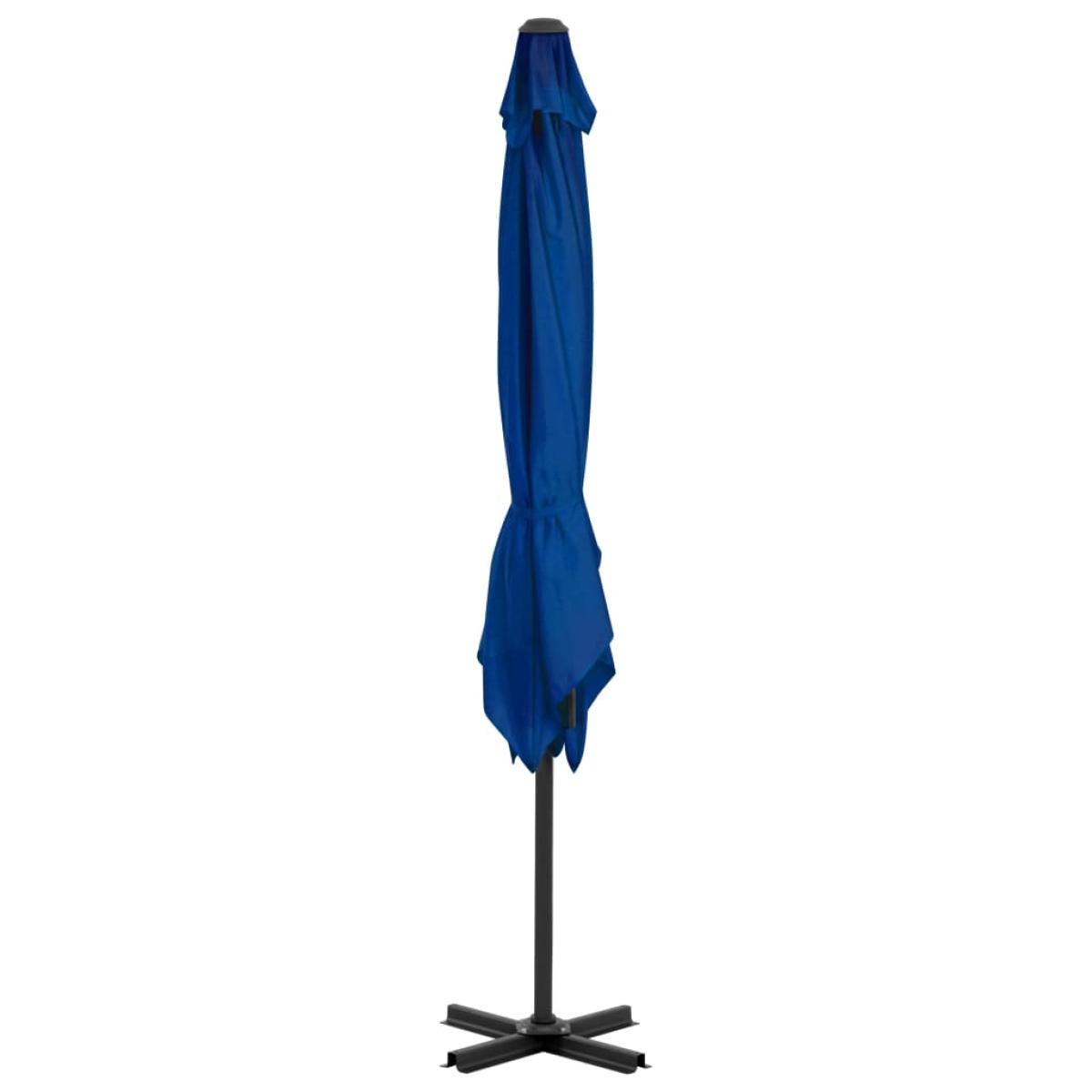 Sombrilla voladiza con poste de aluminio azul celeste 250x250cm