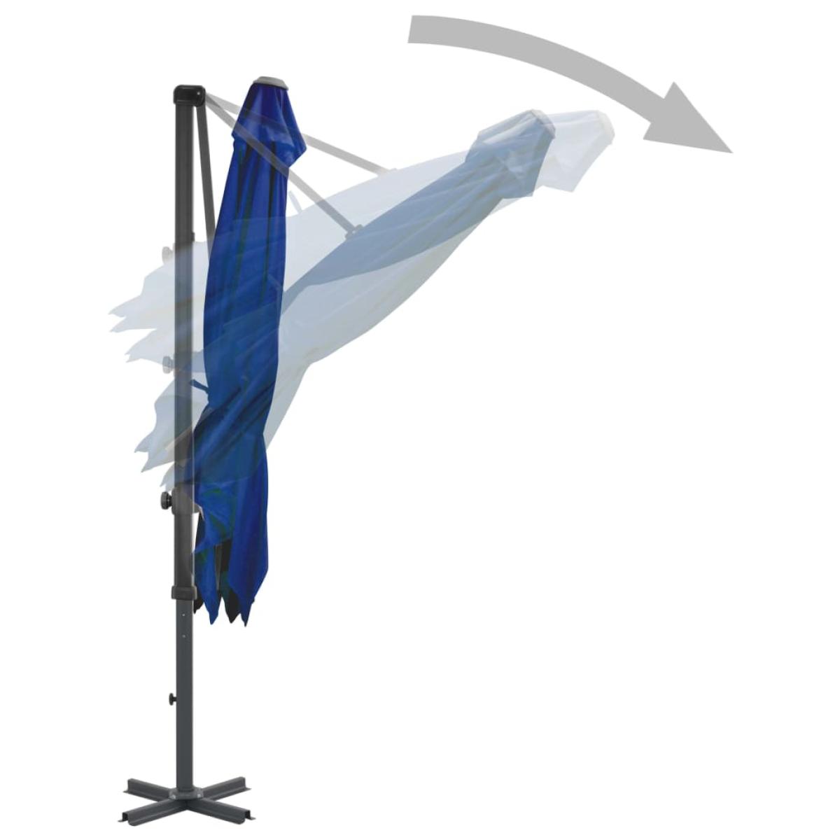 Sombrilla voladiza con poste de aluminio azul celeste 250x250cm