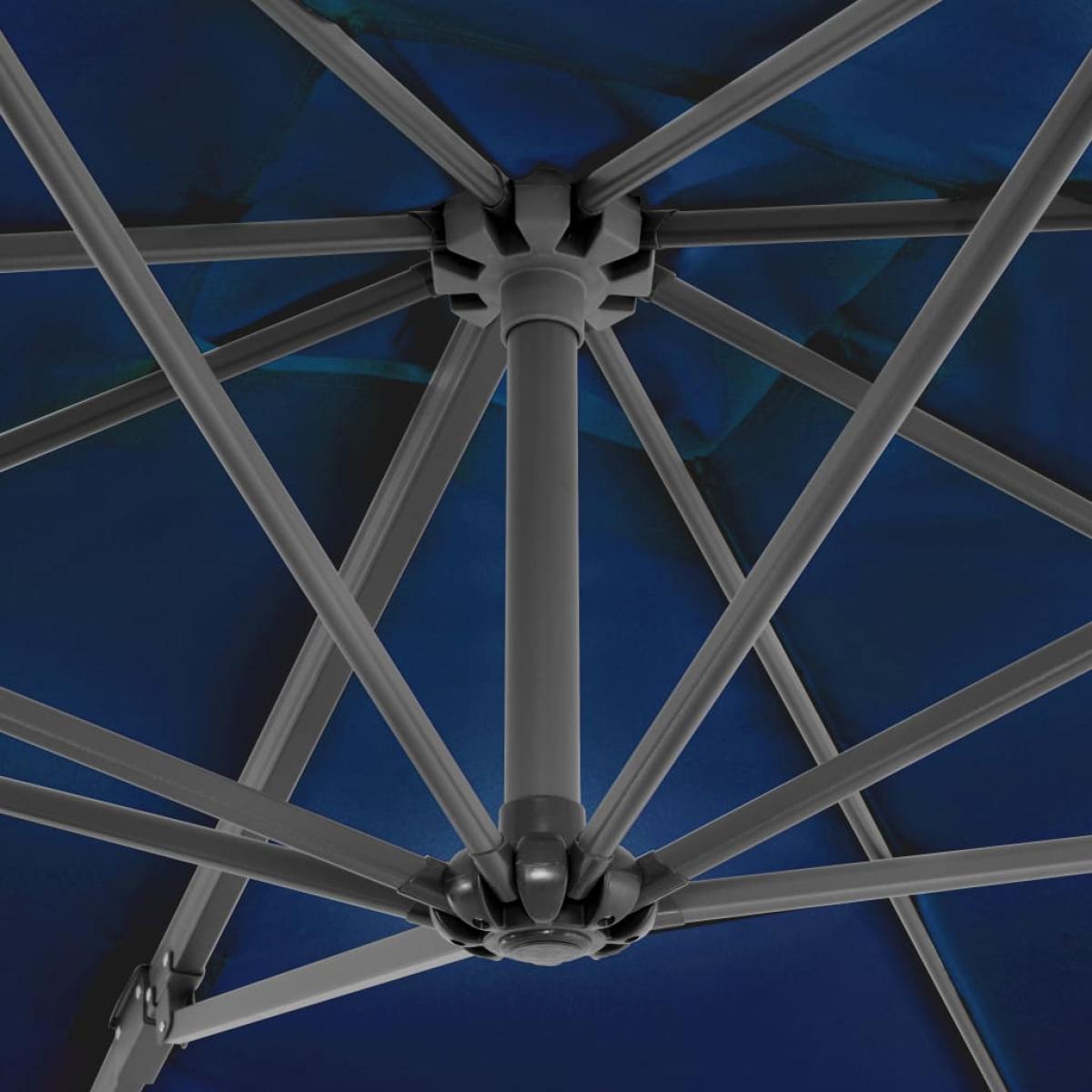 Sombrilla voladiza con poste de aluminio azul celeste 250x250cm