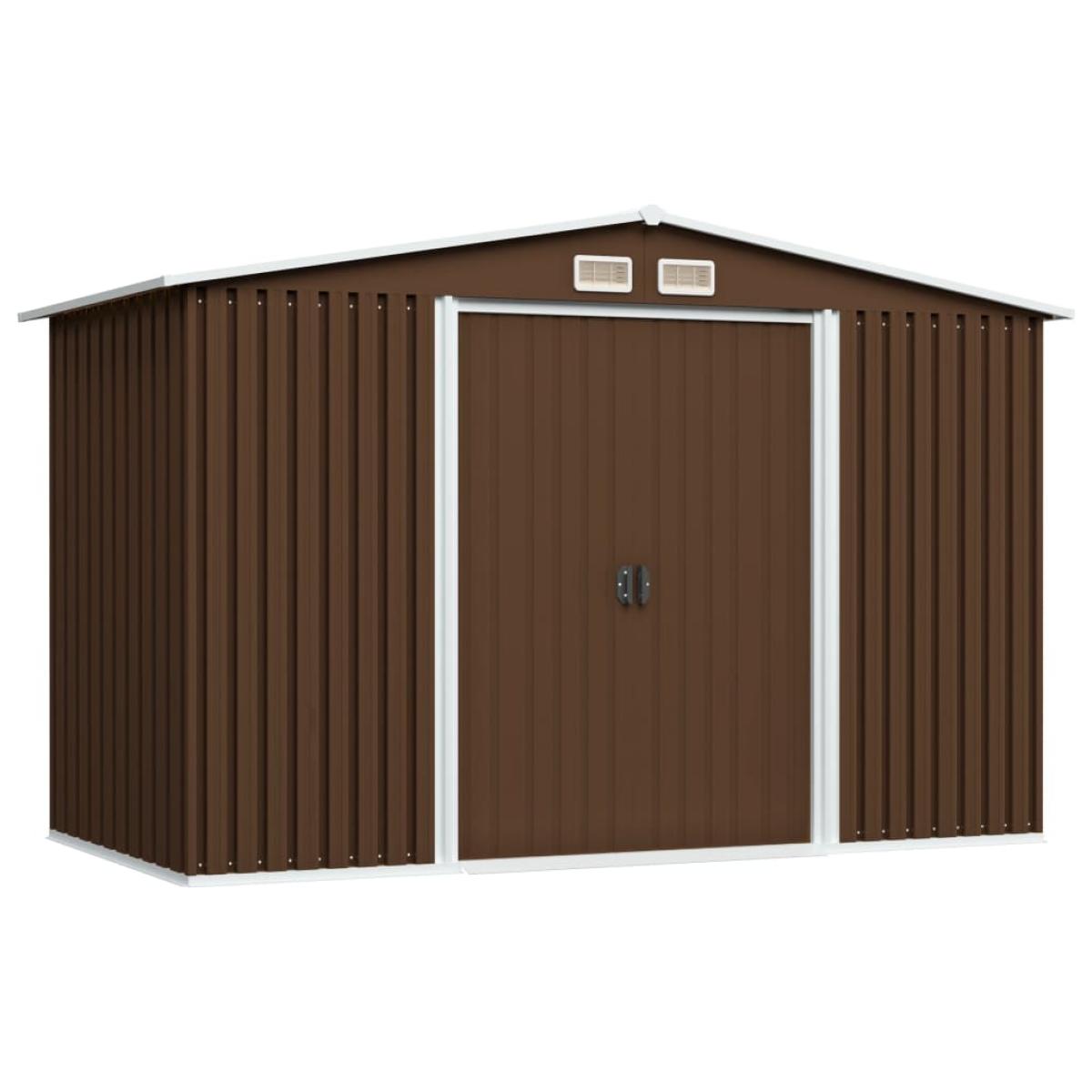 Caseta de almacenamiento jardín acero marrón 257x205x178 cm