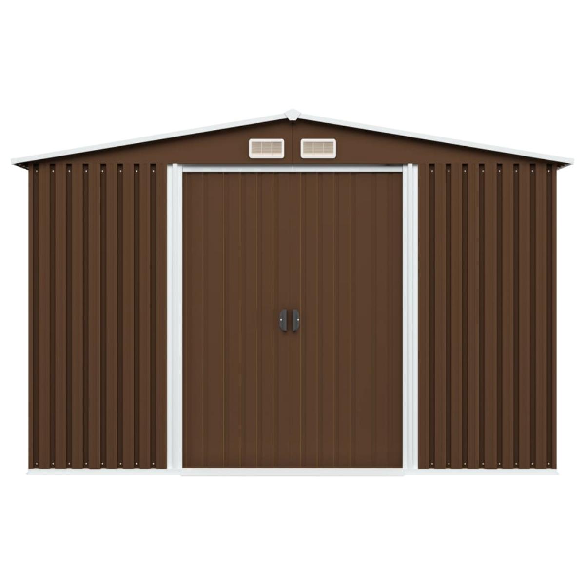 Caseta de almacenamiento jardín acero marrón 257x205x178 cm