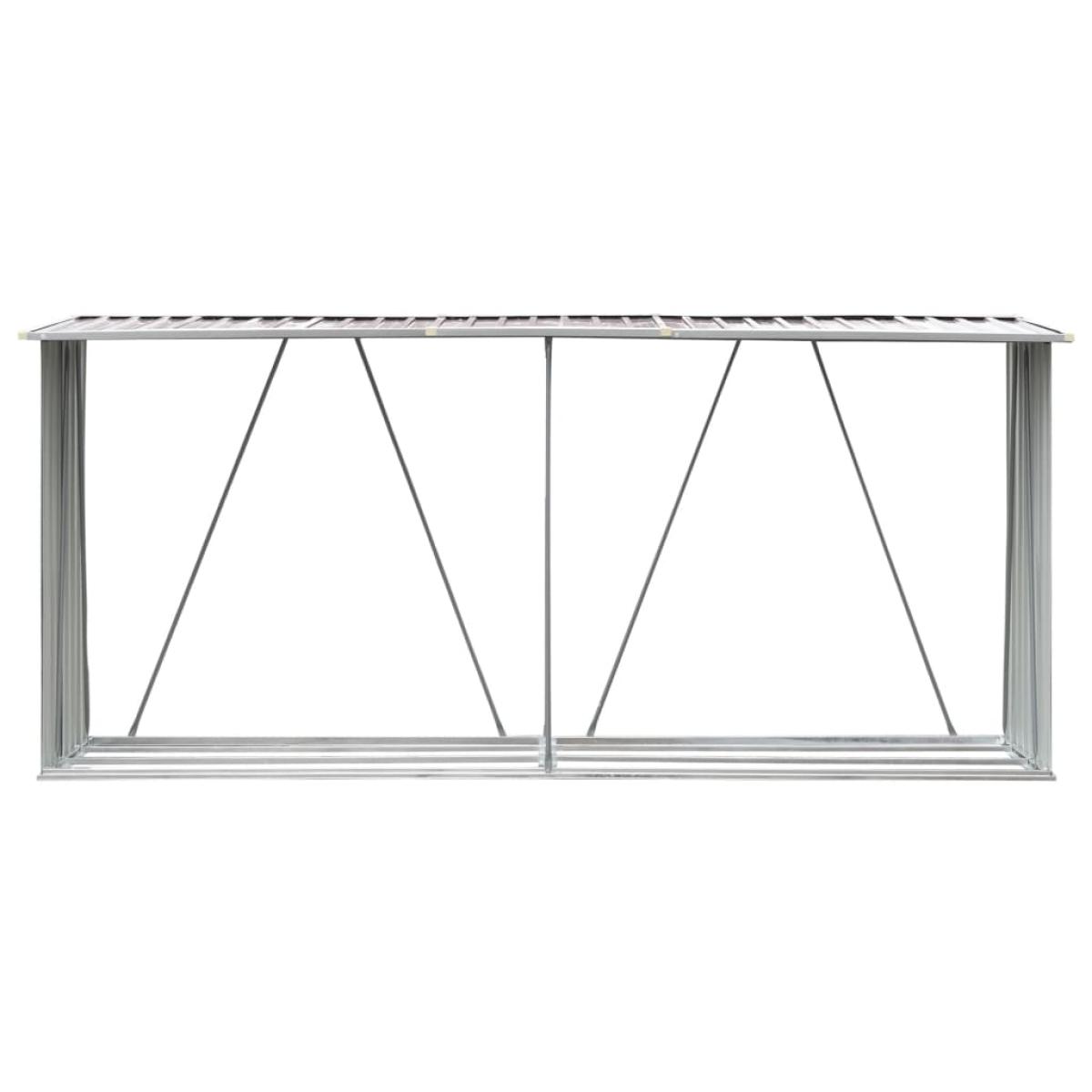 Casetilla para leña acero galvanizado marrón 330x84x152 cm