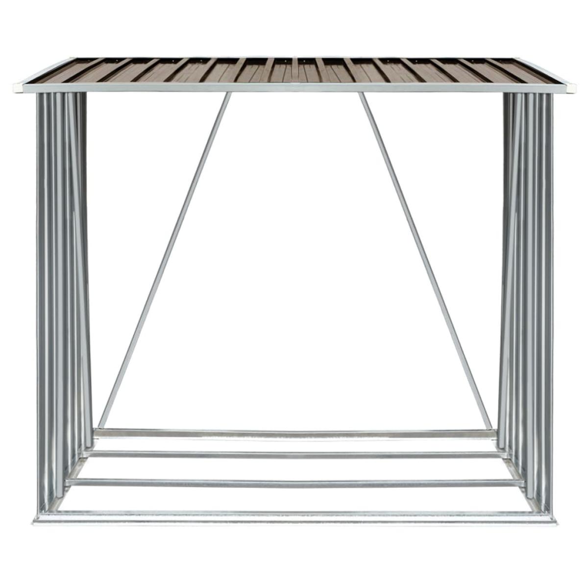 Casetilla para leña acero galvanizado marrón 163x83x154 cm