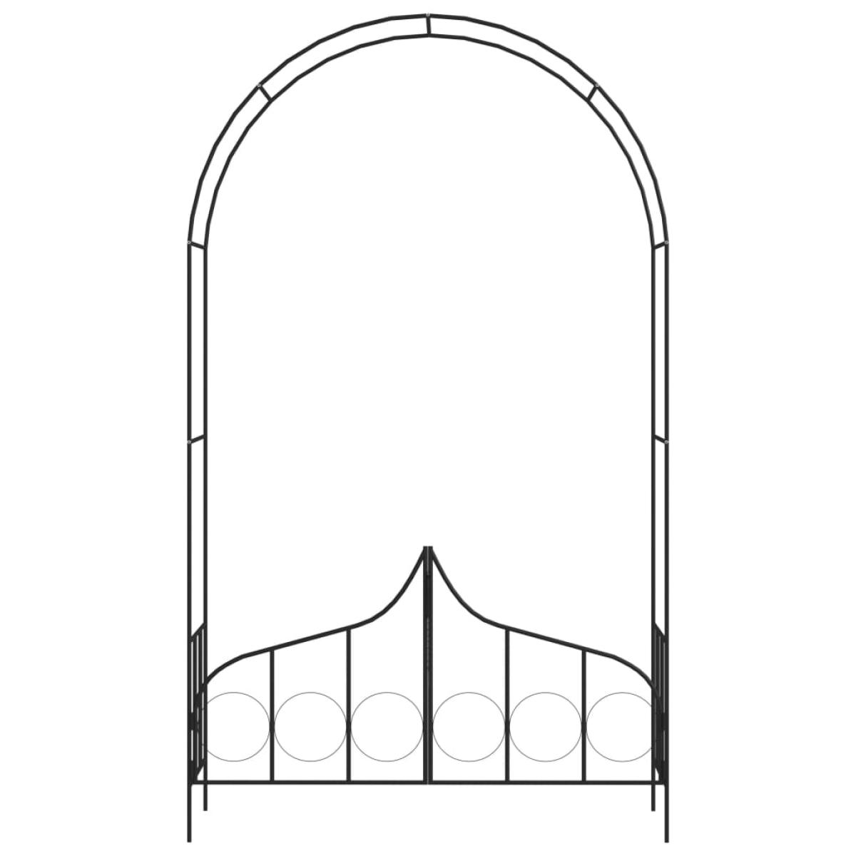 Arco de jardín con puerta hierro negro 138x40x238 cm 