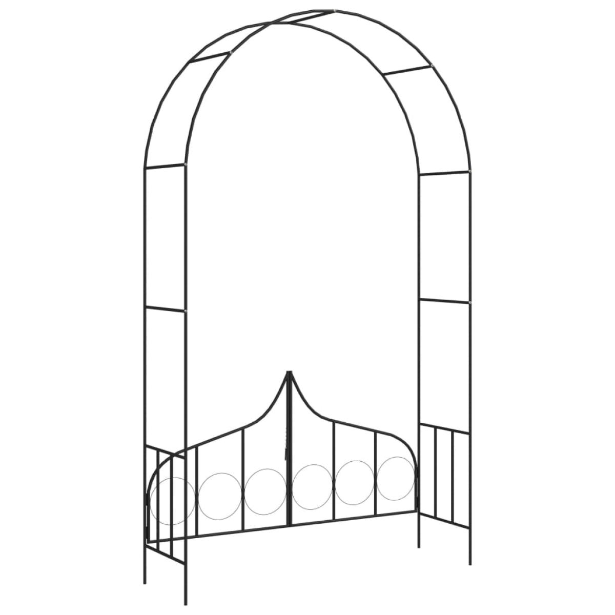 Arco de jardín con puerta hierro negro 138x40x238 cm 