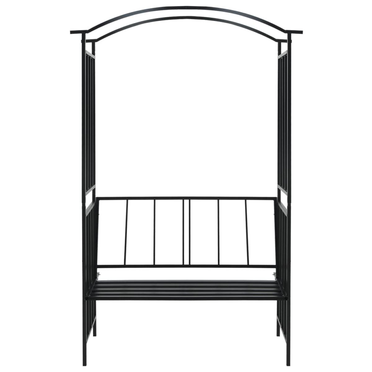Arco de jardín con banco hierro negro 128x50x207 cm 
