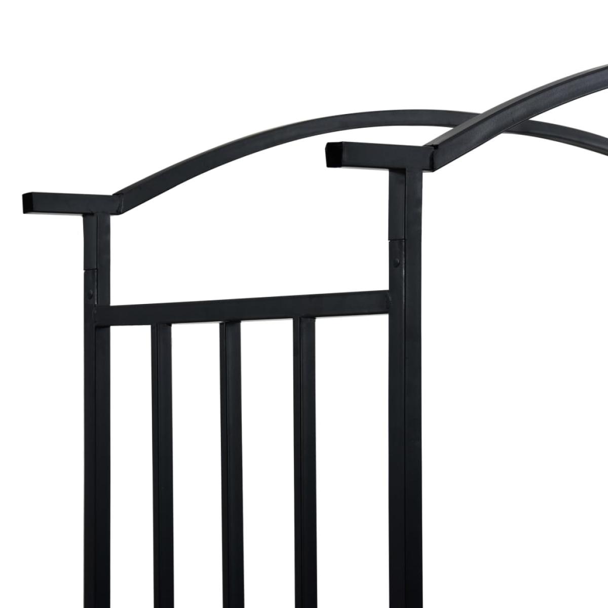 Arco de jardín con banco hierro negro 128x50x207 cm 