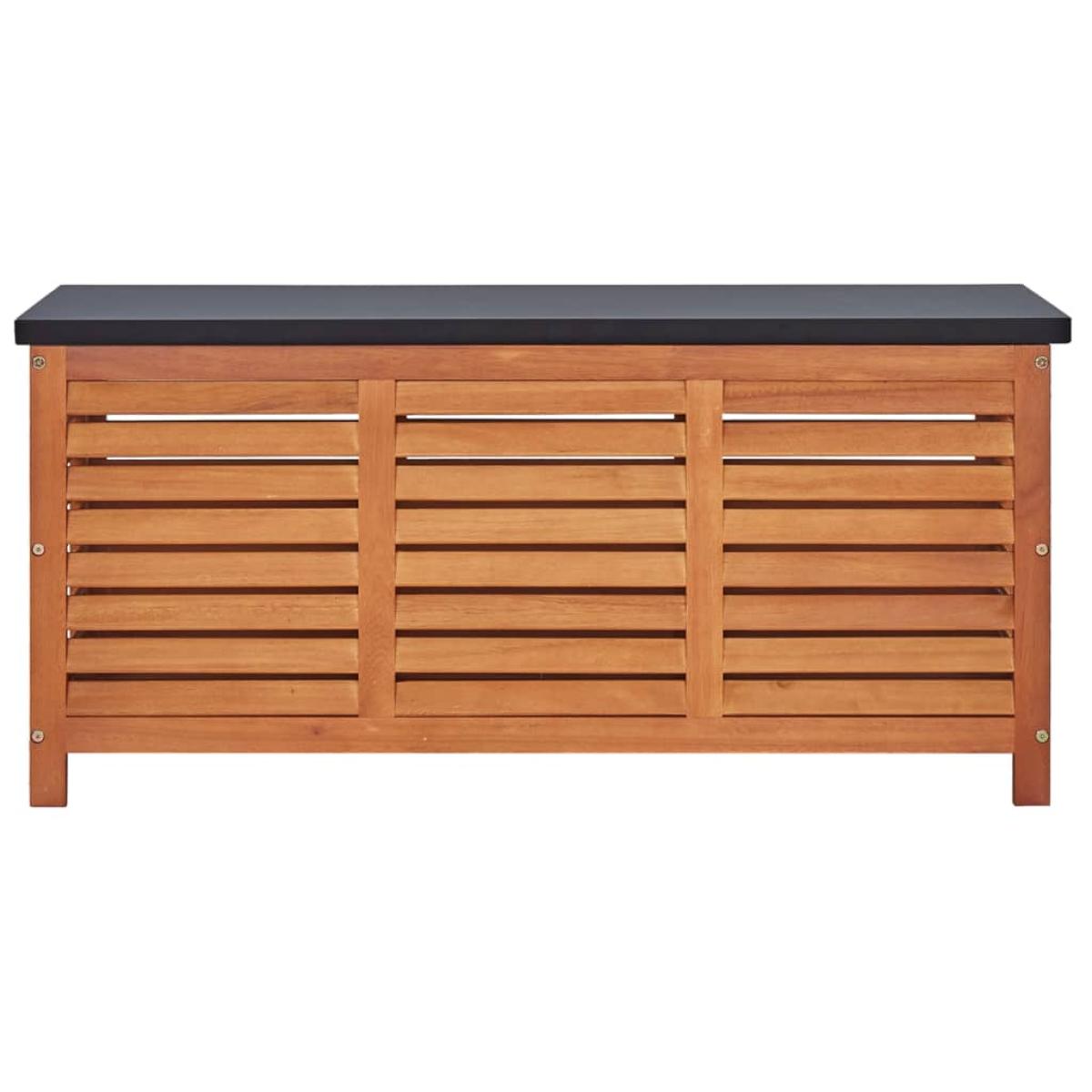 Caja de almacenaje jardín madera maciza eucalipto 117x50x55 cm