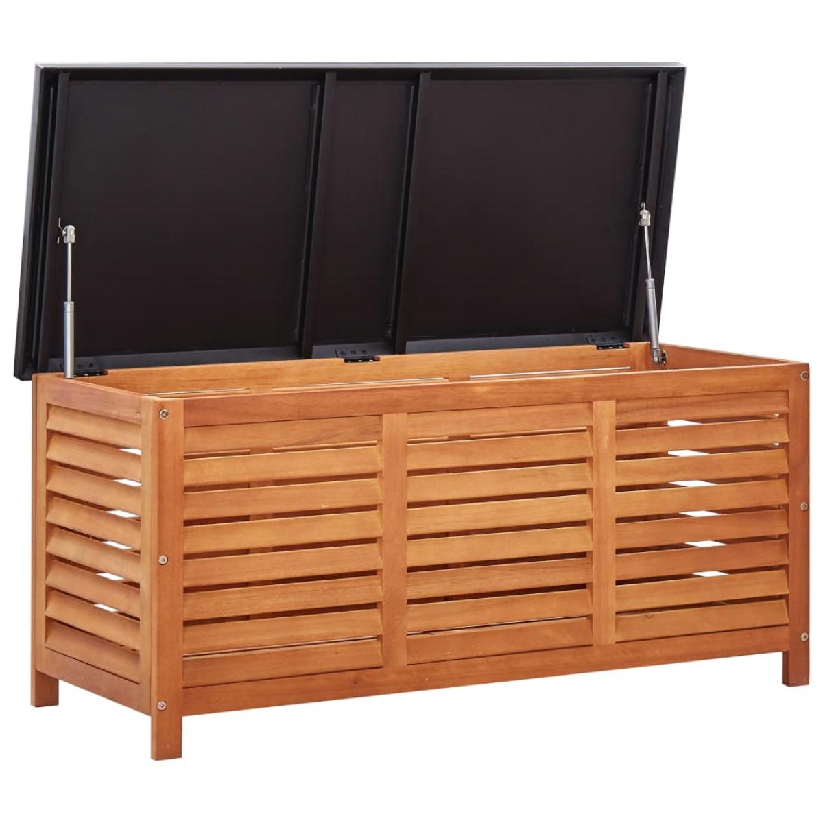 Caja de almacenaje jardín madera maciza eucalipto 117x50x55 cm