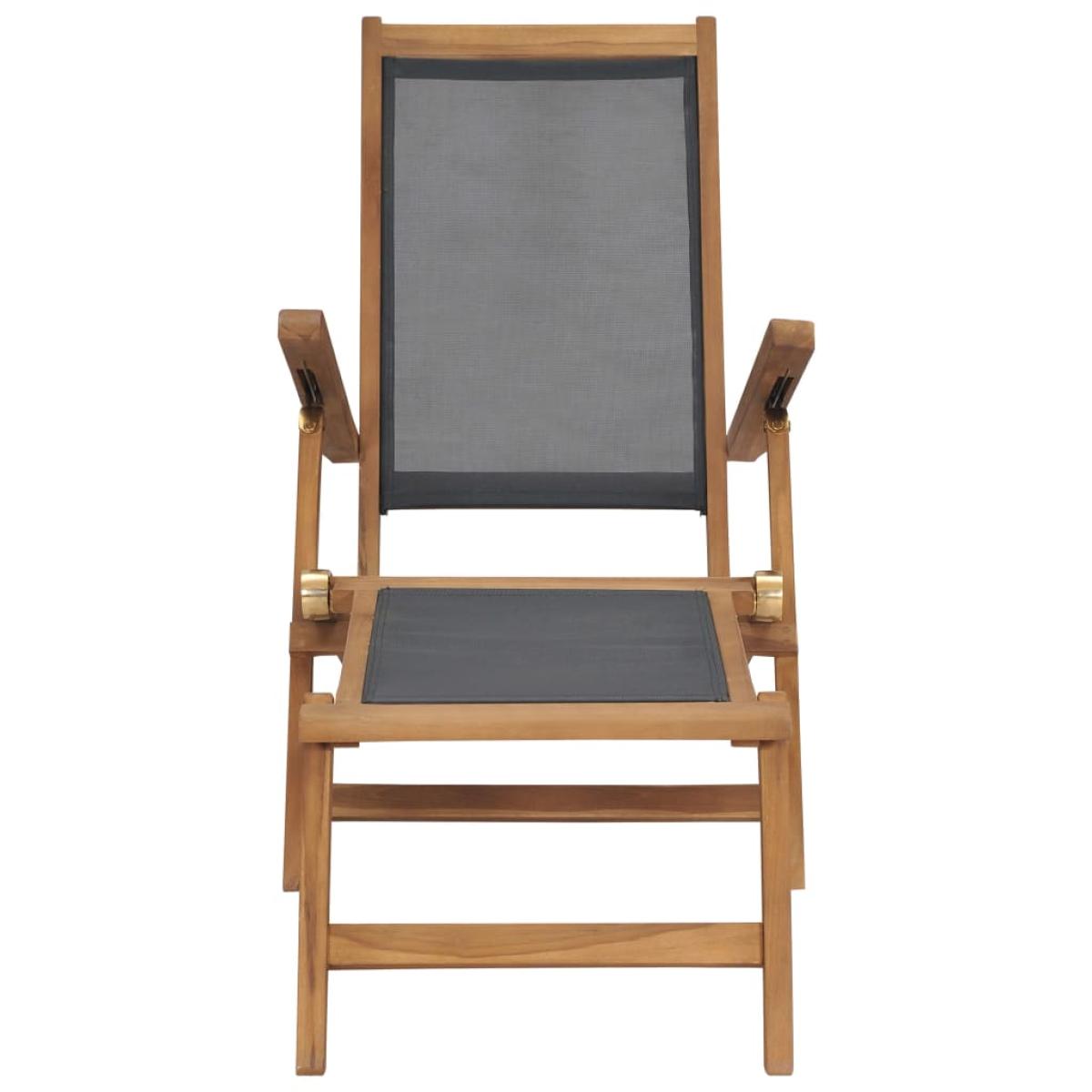 Tumbona con reposapiés madera maciza de teca negra