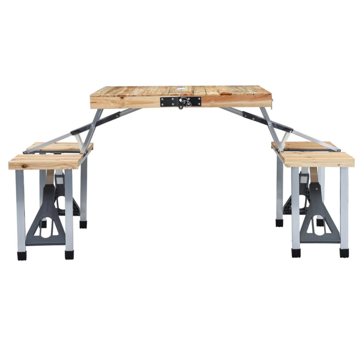 Mesa de camping plegable con 4 asientos acero aluminio