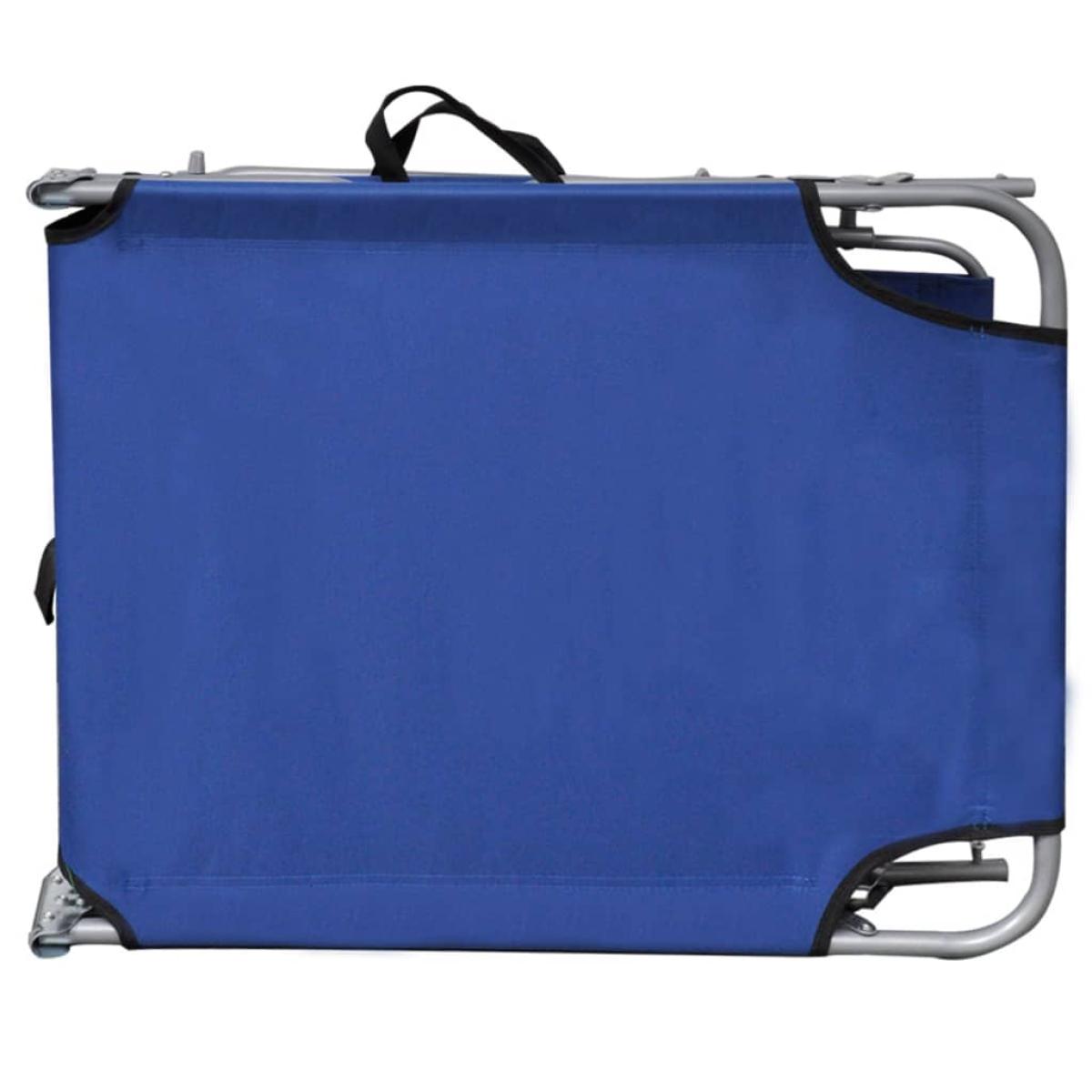 Tumbona plegable con toldo de aluminio azul