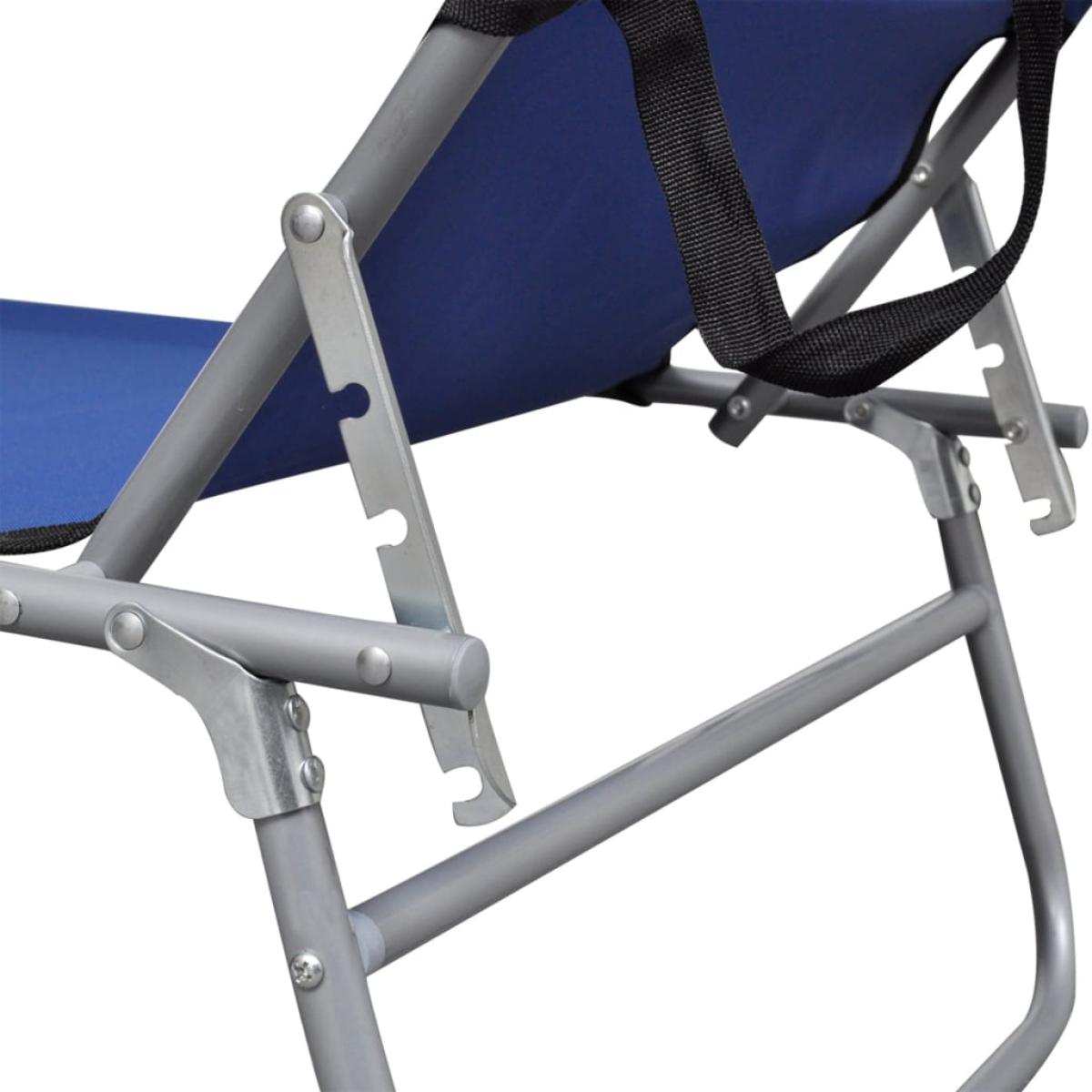 Tumbona plegable con toldo de aluminio azul