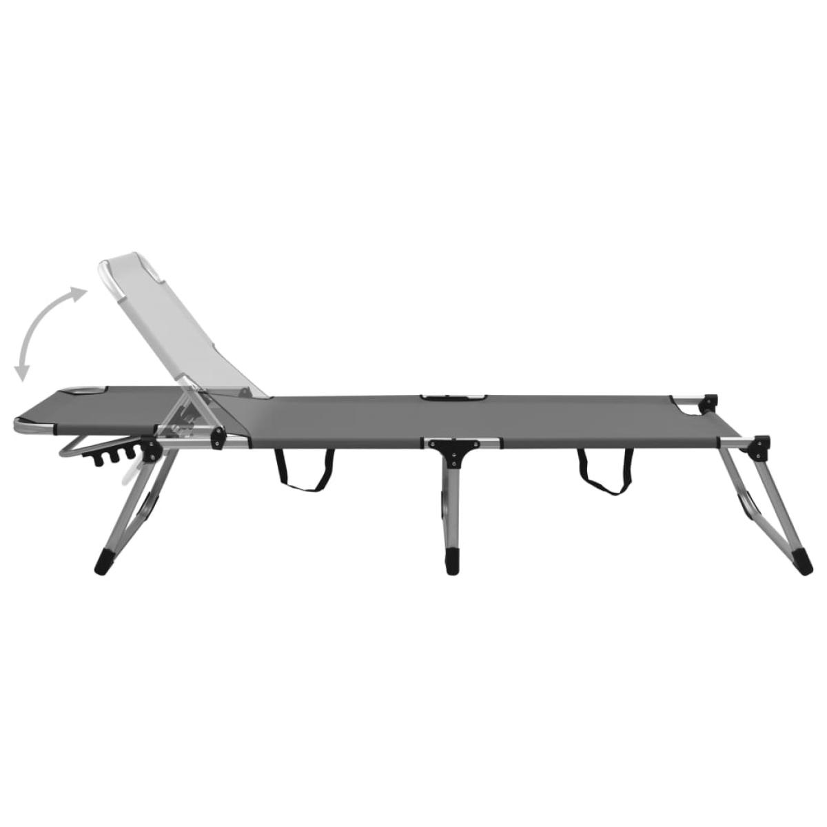 Tumbona plegable alta para mayores aluminio gris