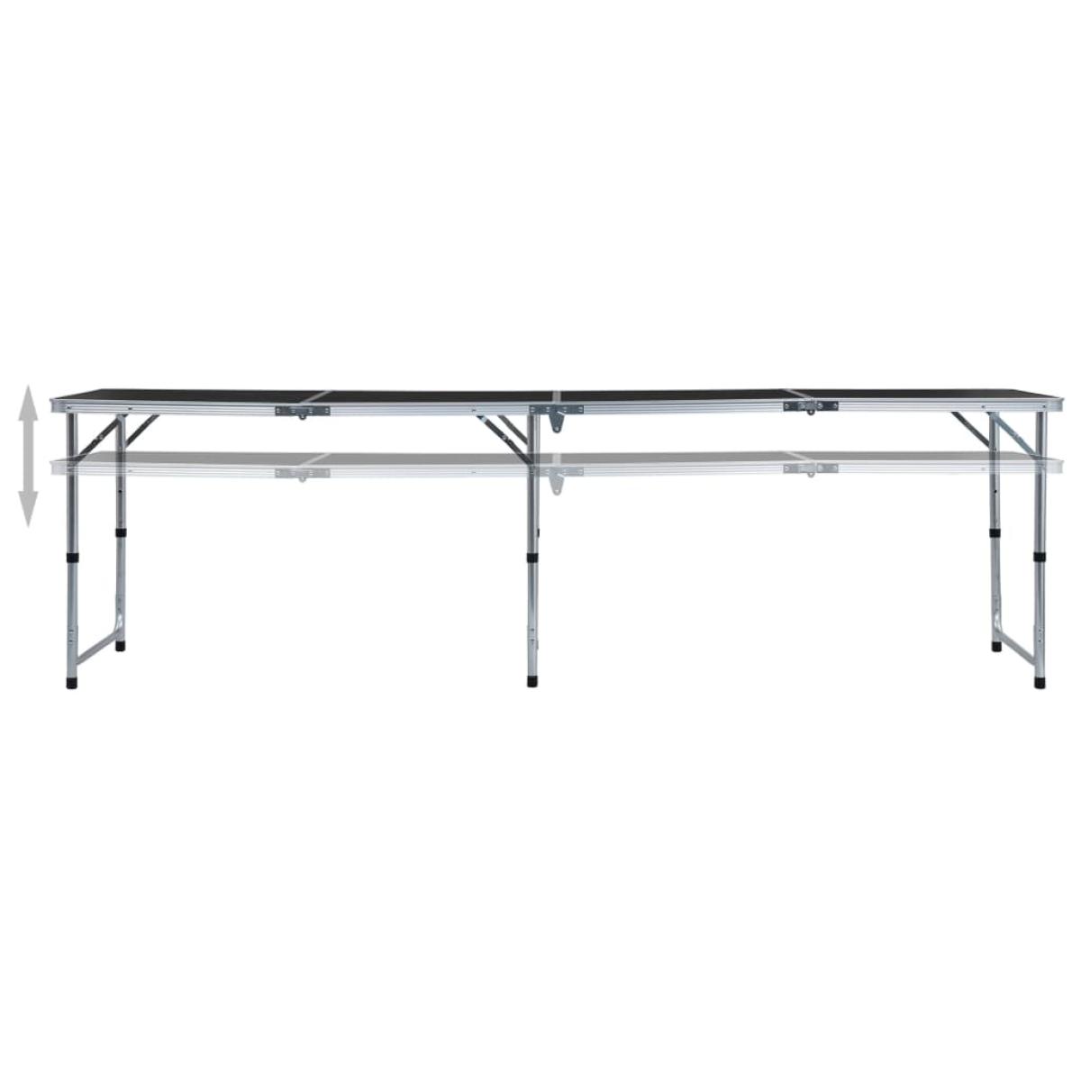 Mesa de camping plegable de aluminio gris 240x60 cm