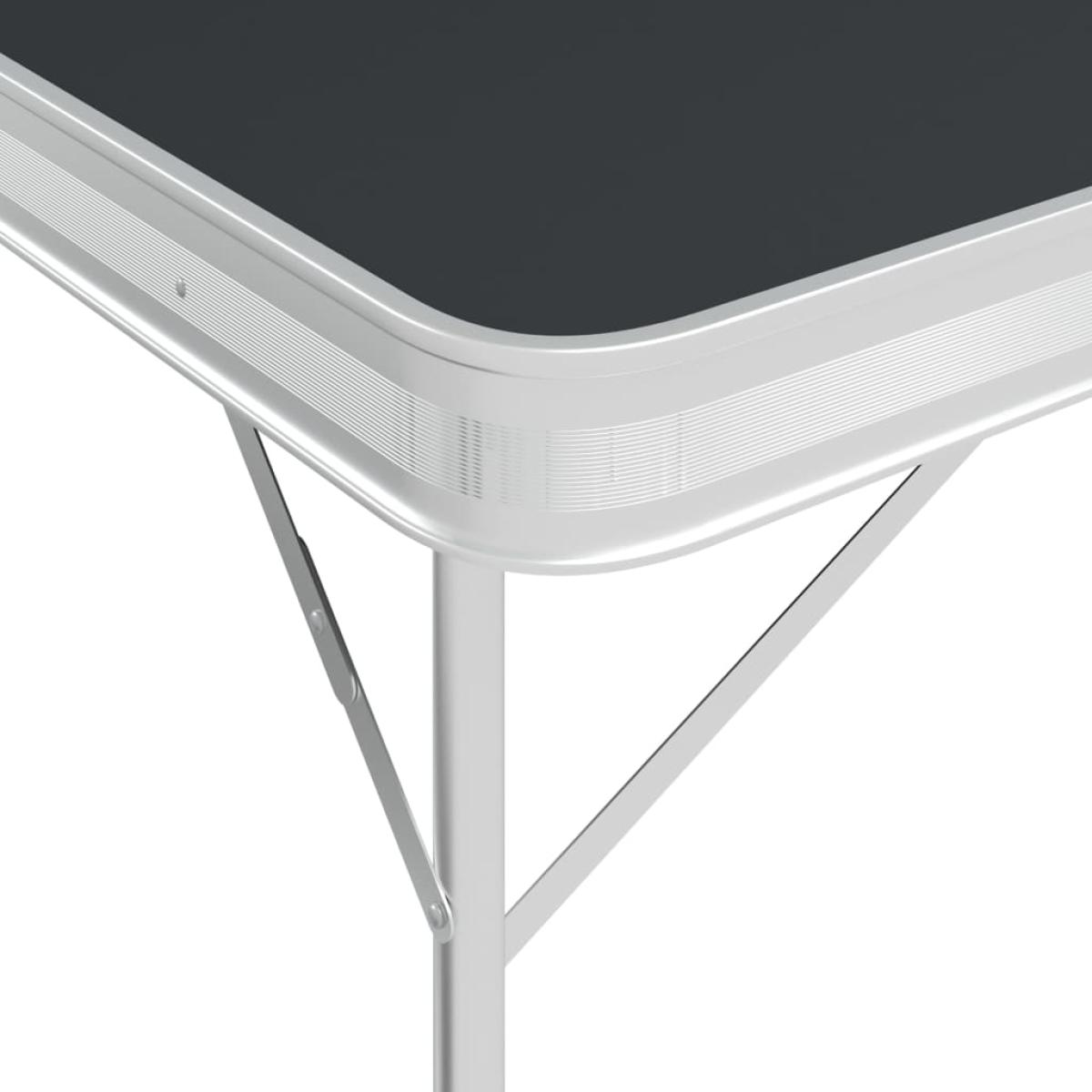 Mesa de camping plegable con 2 bancos aluminio gris