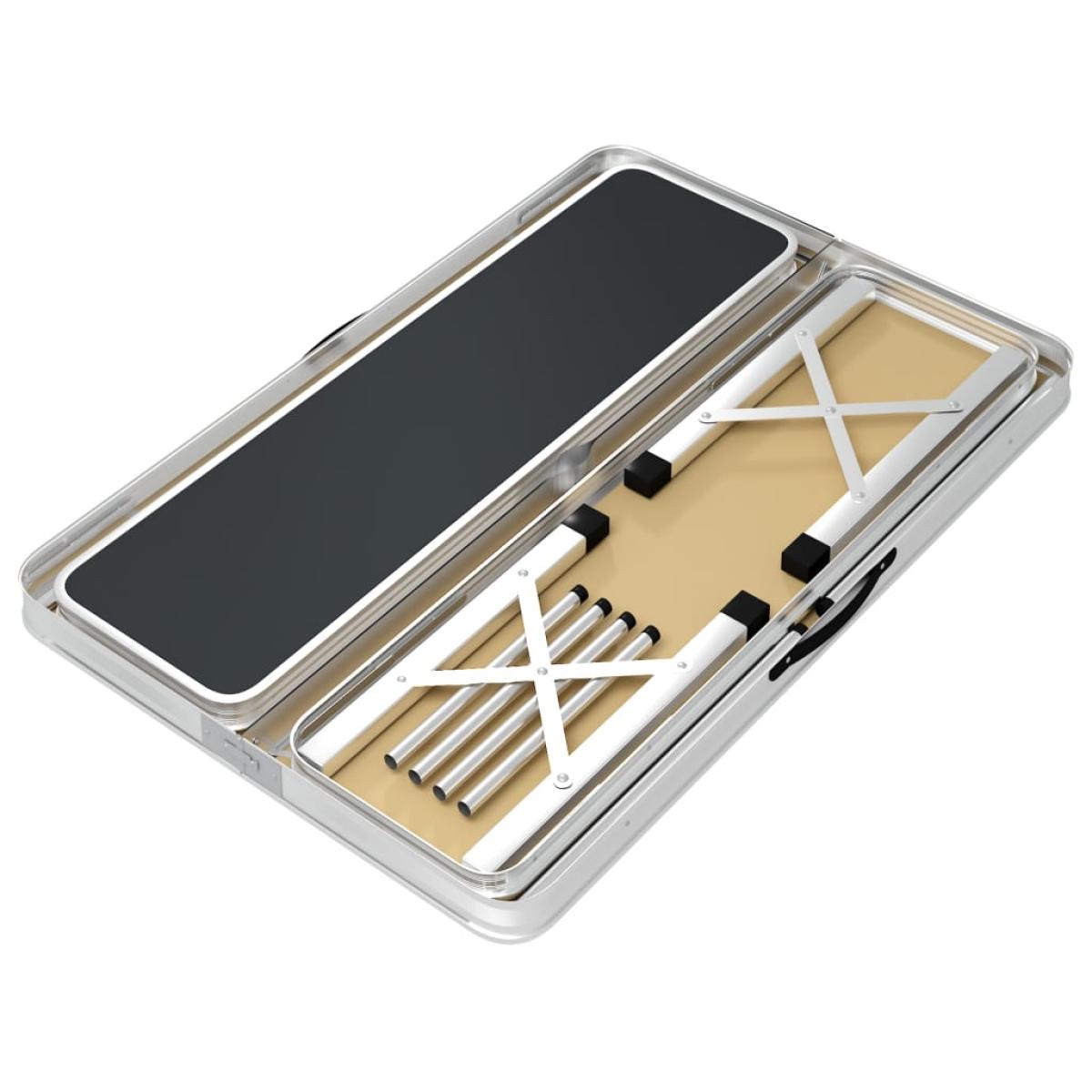 Mesa de camping plegable con 2 bancos aluminio gris