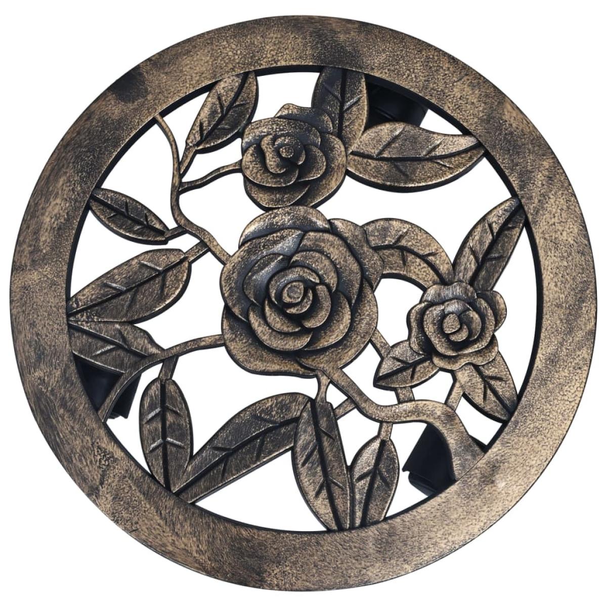 Soporte con ruedas de plantas 6 uds plástico color bronce 30 cm