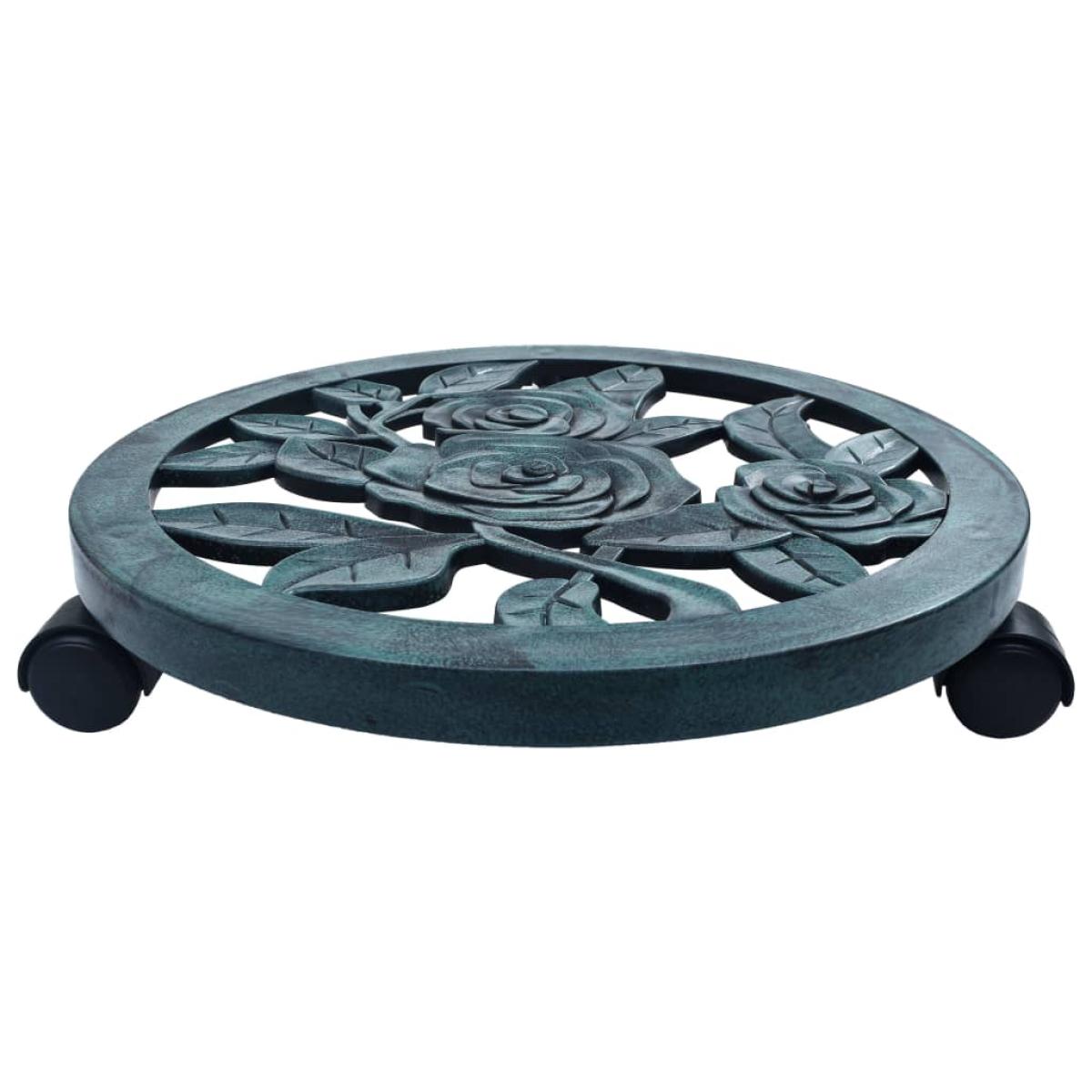 Soporte con ruedas para plantas 6 unidades plástico verde 38 cm