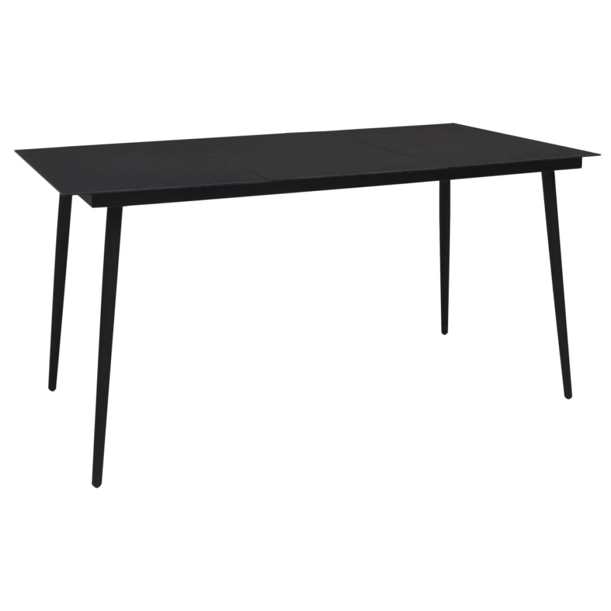 Set de comedor de jardín 7 pzas cuerda de algodón y acero negro