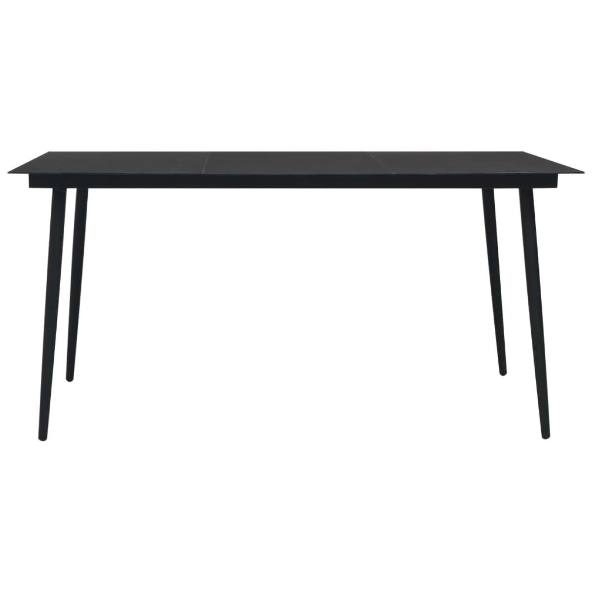 Set de comedor de jardín 7 pzas cuerda de algodón y acero negro