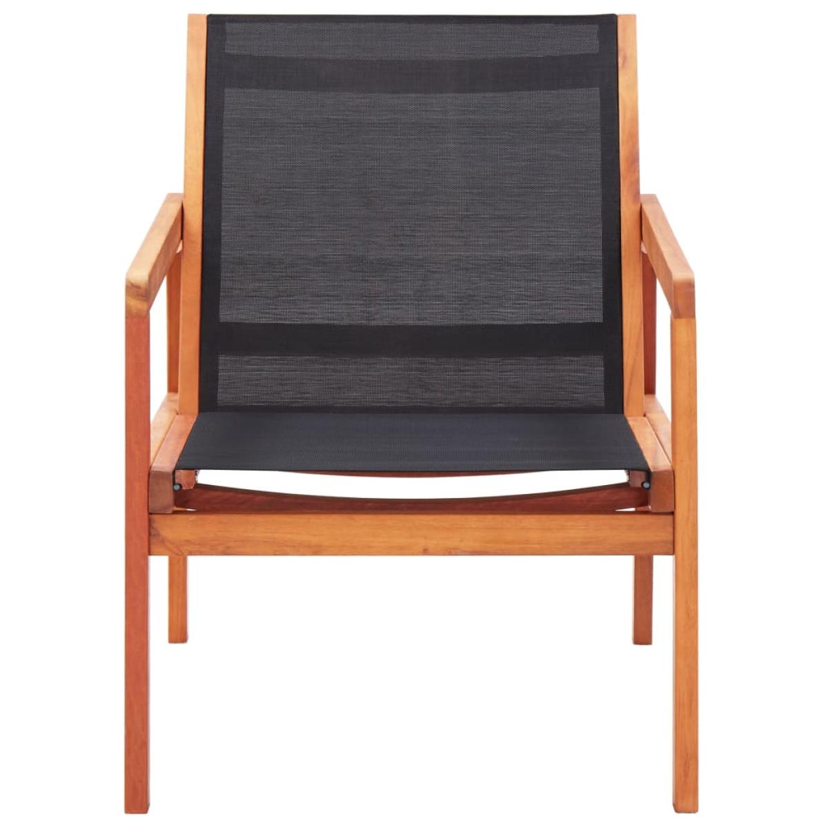 Silla de jardín de madera maciza de eucalipto y textilene negro