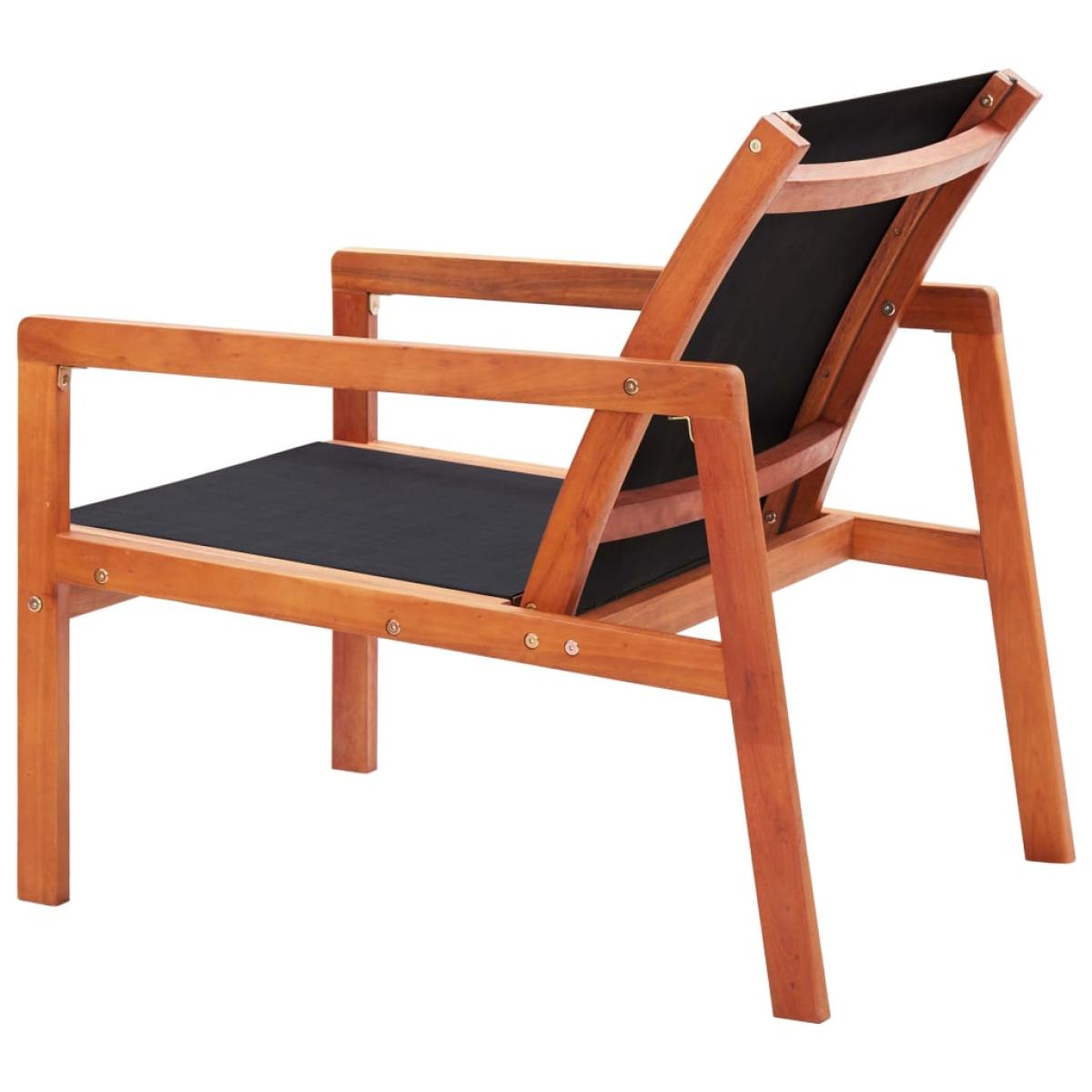 Silla de jardín de madera maciza de eucalipto y textilene negro