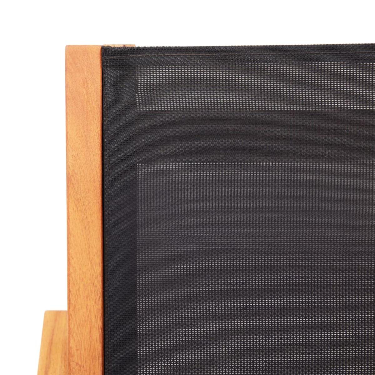 Silla de jardín de madera maciza de eucalipto y textilene negro