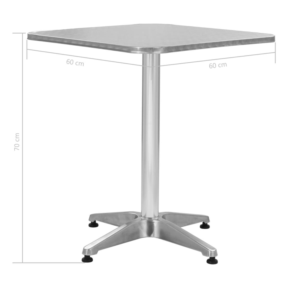 Mesa de jardín de aluminio plateado 60x60x70 cm 