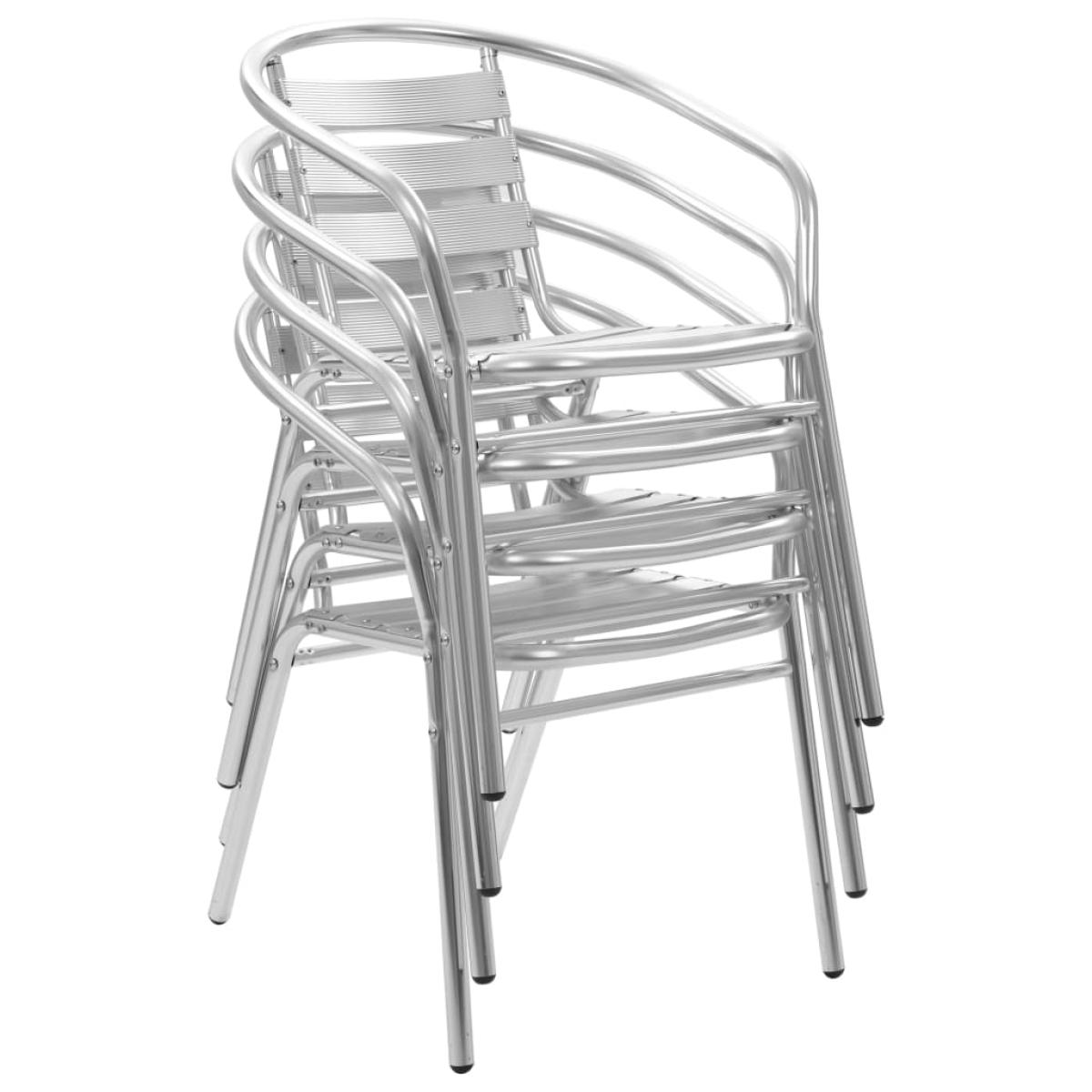 Juego de comedor para jardín 5 piezas de aluminio plateado