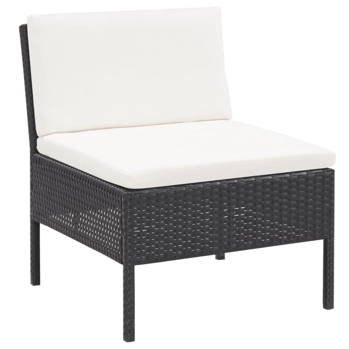 Set de muebles de jardín 3 pzas y cojines ratán sintético negro
