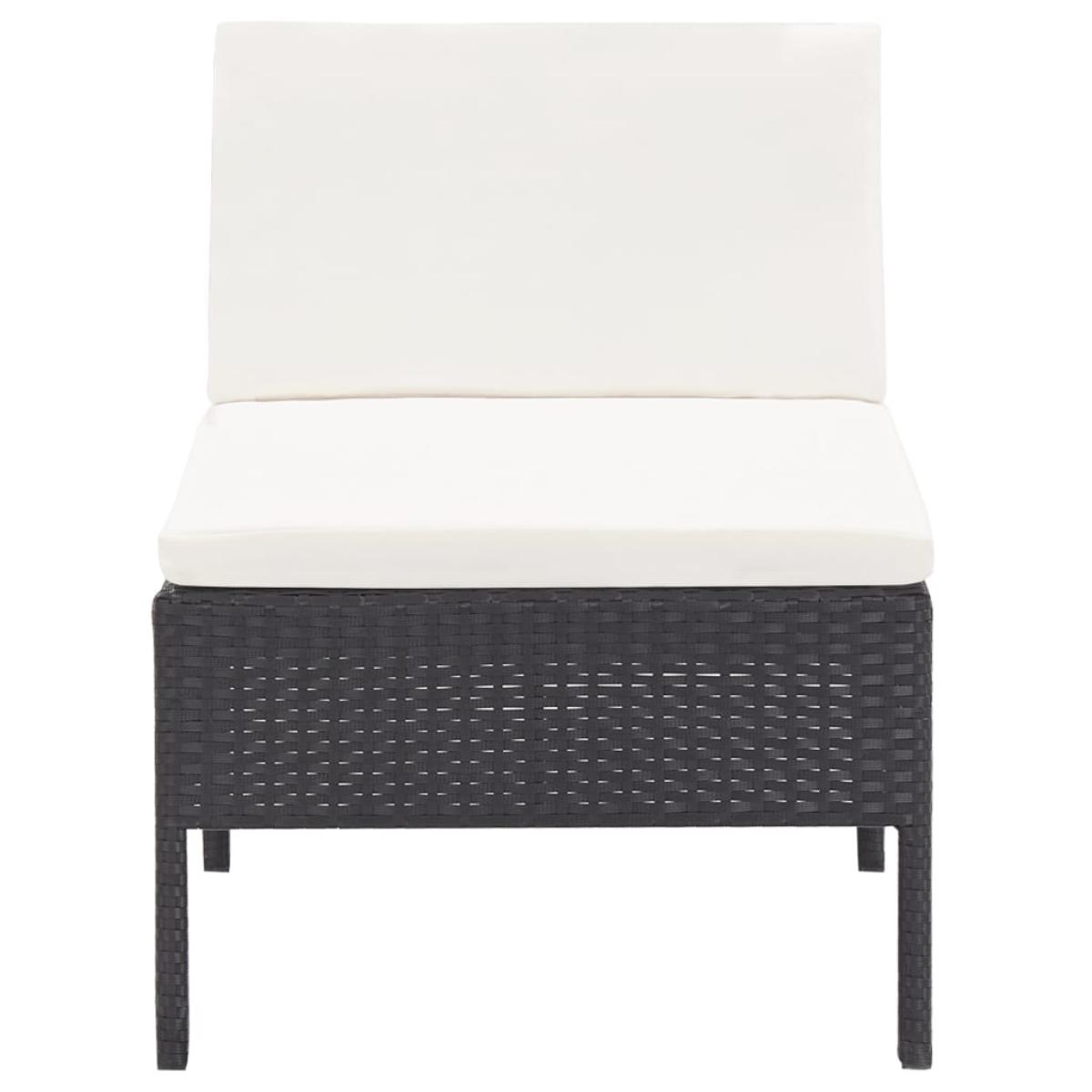 Set de muebles de jardín 3 pzas y cojines ratán sintético negro