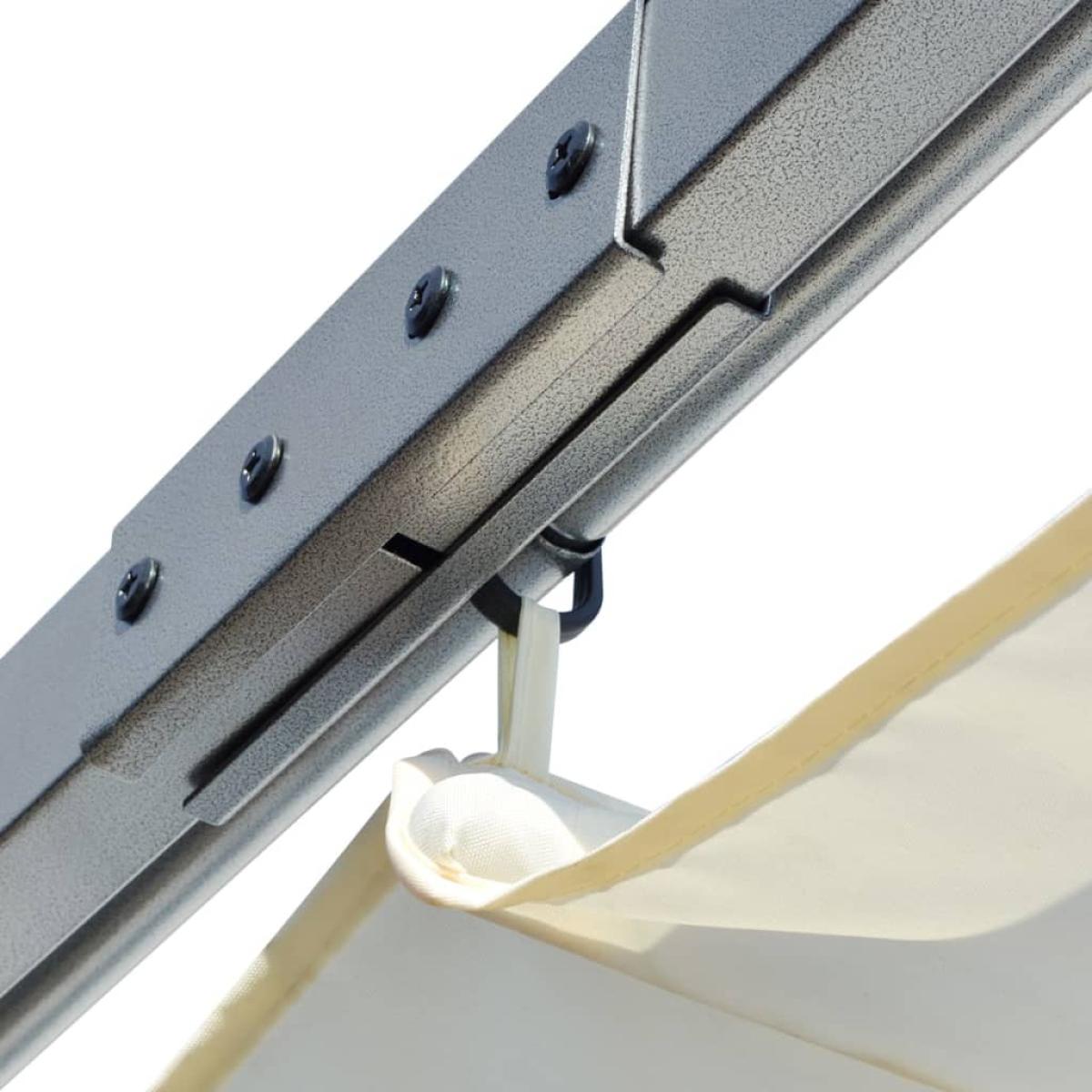 Pérgola con tejado retráctil acero color blanco crema 3x3 m